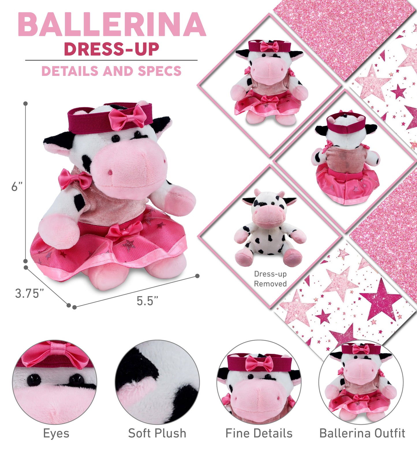 6" PLUSH - COW Ballerina