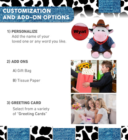 6" PLUSH - COW COWBOY DRESS UP