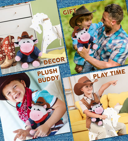 6" PLUSH - COW COWBOY DRESS UP