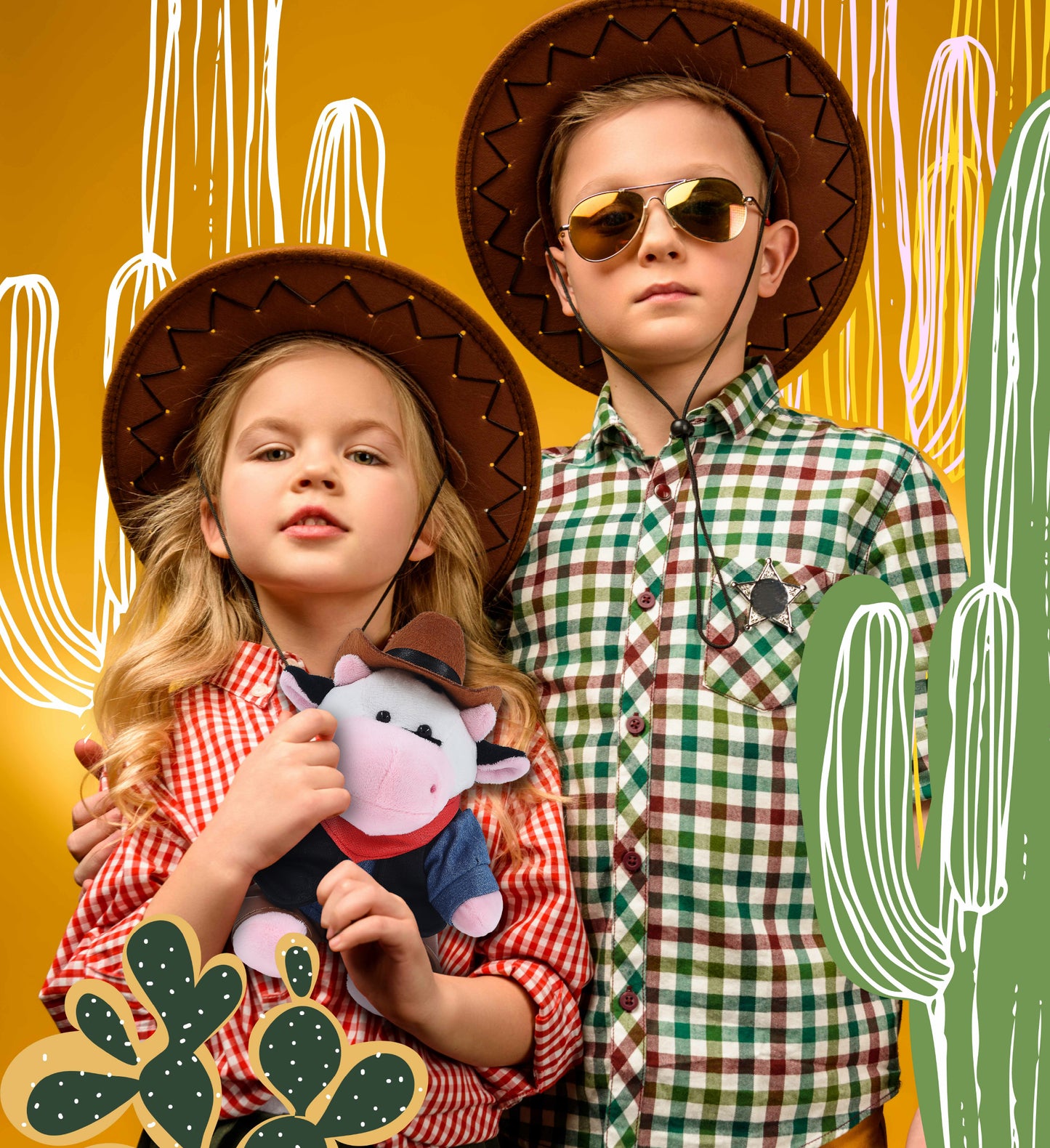 6" PLUSH - COW COWBOY DRESS UP