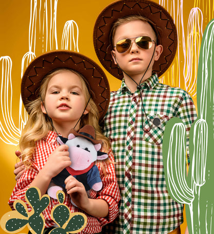 6" PLUSH - COW COWBOY DRESS UP