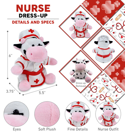 6" PLUSH - COW NURSE DRESS UP