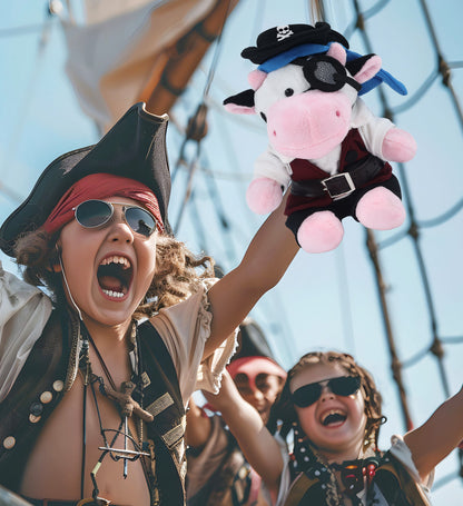 6" PLUSH - COW WITH PIRATE DRESS UP