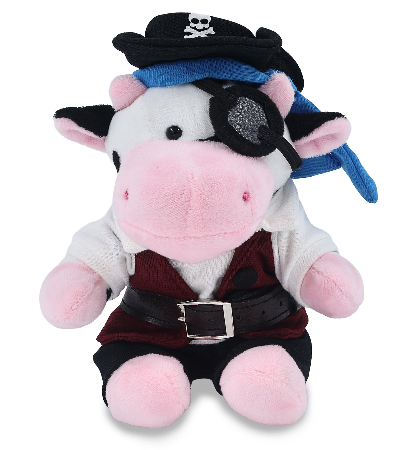 6" PLUSH - COW WITH PIRATE DRESS UP