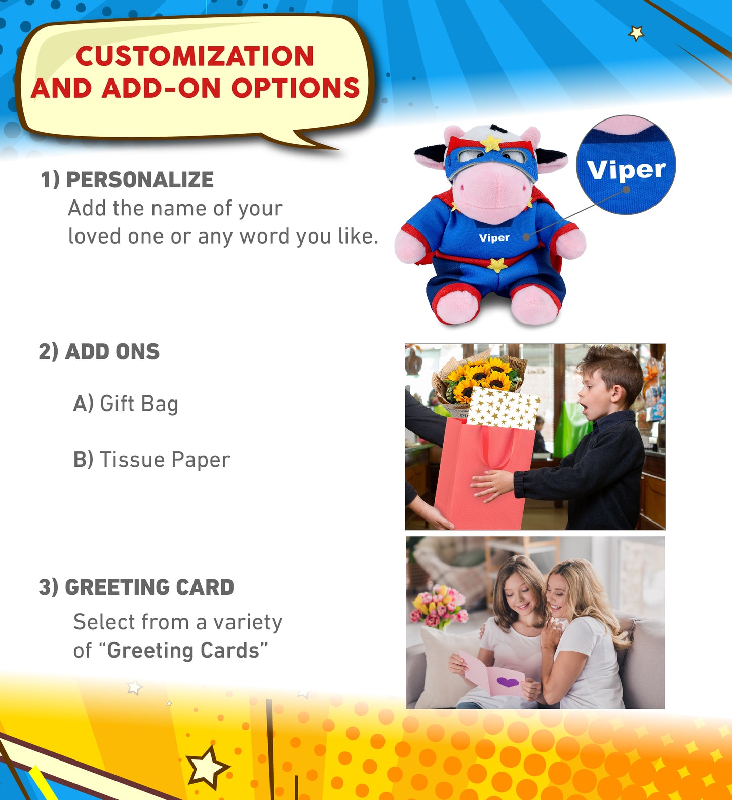 6" PLUSH - COW WITH SUPER HERO DRESS UP