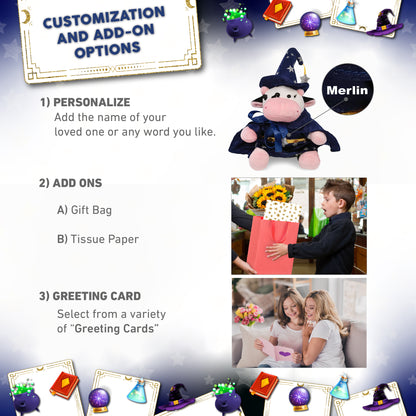 6" PLUSH - COW WITH WIZARD DRESS UP