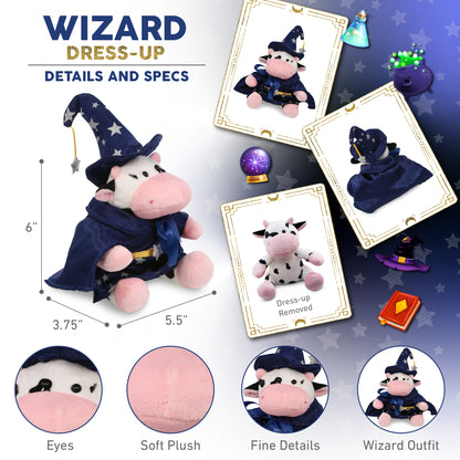 6" PLUSH - COW WITH WIZARD DRESS UP