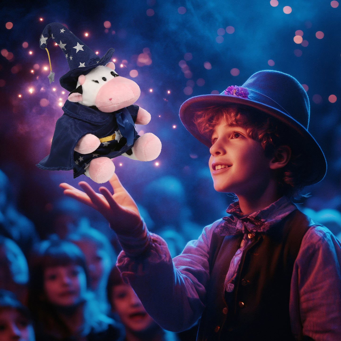 6" PLUSH - COW WITH WIZARD DRESS UP