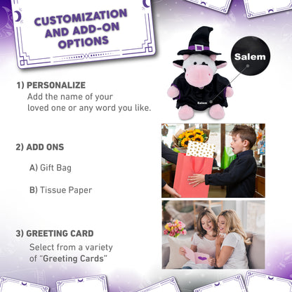 6" PLUSH - COW WITH WITCH DRESS UP