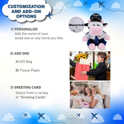 6" PLUSH - COW WITH PILOT DRESS UP