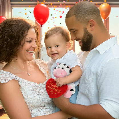 6" PLUSH - COW WITH HAPPY ANNIVERSARY HEART