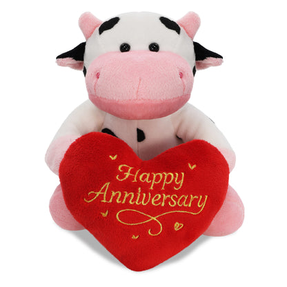 6" PLUSH - COW WITH HAPPY ANNIVERSARY HEART