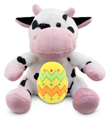 DolliBu Super Soft Cute Cow with Yellow Easter Egg Plush Toy - 6  Inches