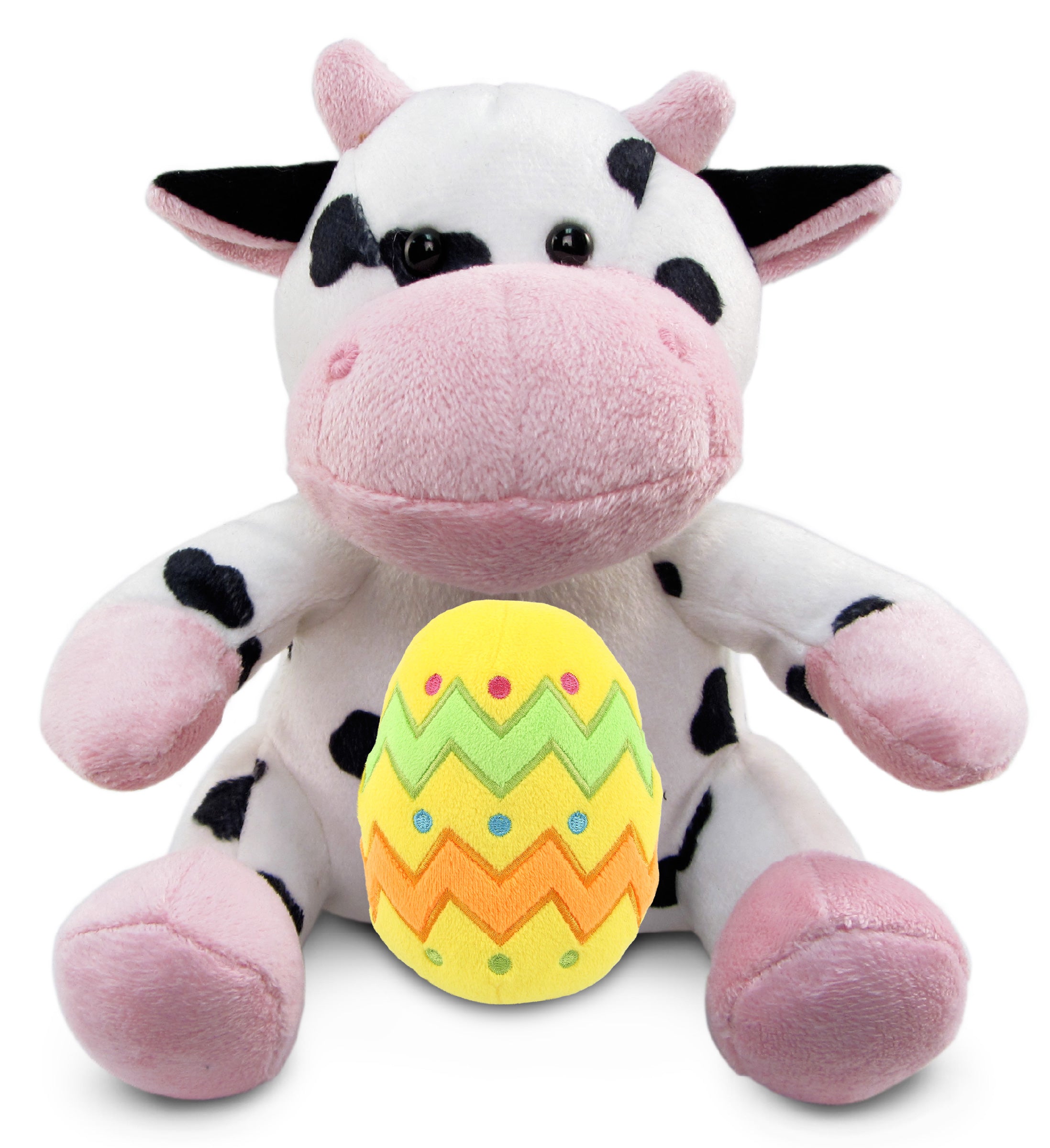 DolliBu Super Soft Cute Cow with Yellow Easter Egg Plush Toy - 6  Inches