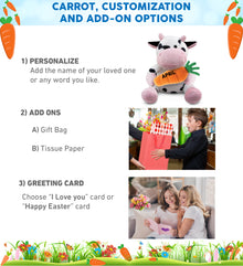 DolliBu Happy Easter Super Soft Plush Cow with Carrot Plush Toy - 6 Inches