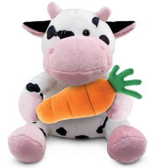 DolliBu Happy Easter Super Soft Plush Cow with Carrot Plush Toy - 6 Inches