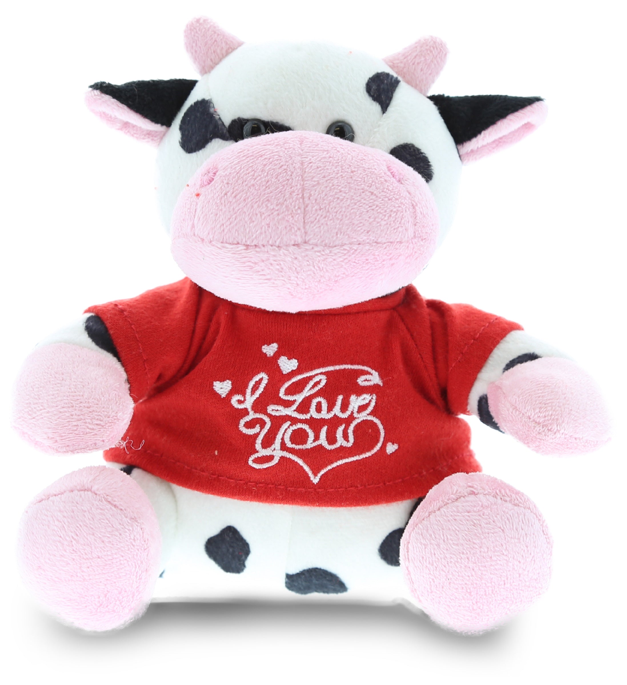 PLUSH I LOVE YOU RED SHIRT- 6" PLUSH - COW