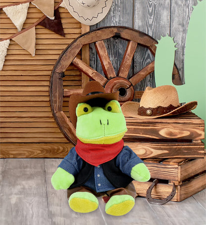 6" PLUSH - FROG COWBOY DRESS UP