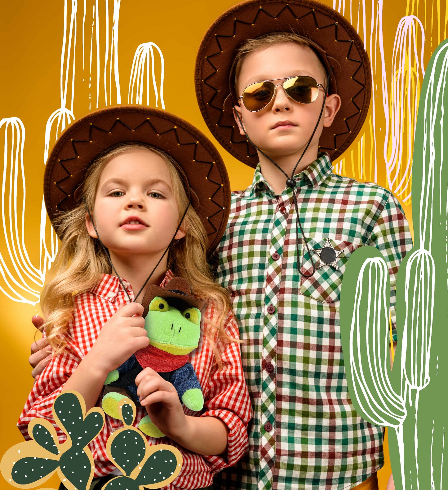 6" PLUSH - FROG COWBOY DRESS UP