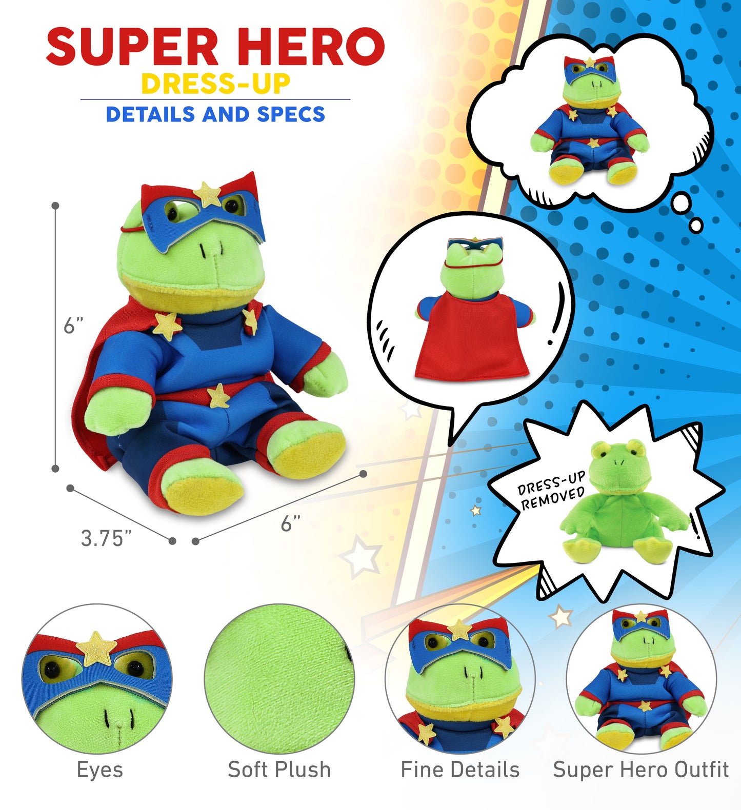 6" PLUSH - FROG SUPER HERO
