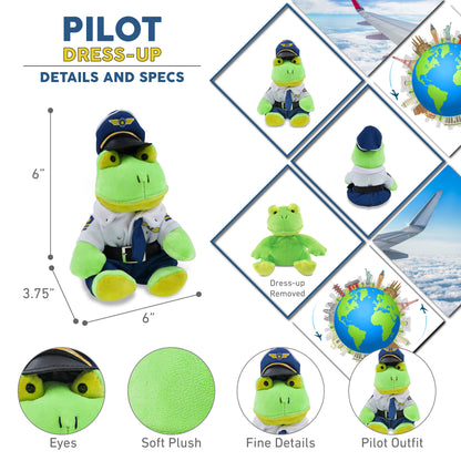 6" PLUSH - FROG WITH PILOT DRESS UP