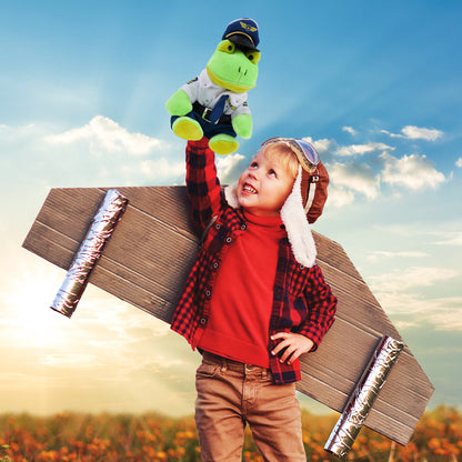 6" PLUSH - FROG WITH PILOT DRESS UP