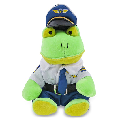 6" PLUSH - FROG WITH PILOT DRESS UP