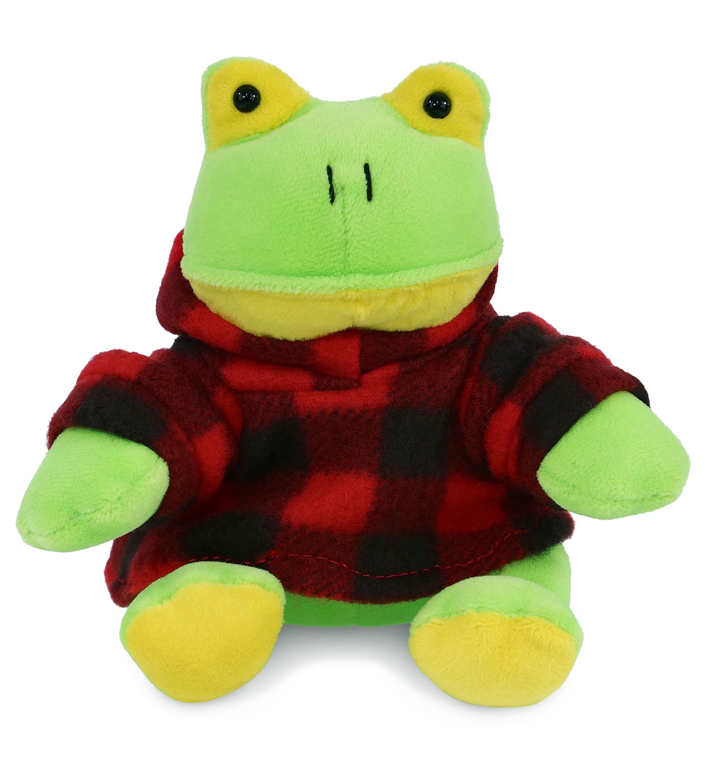 PLUSH RED PLAID HOODIE - 6" PLUSH - FROG