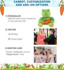 DolliBu Happy Easter Super Soft Plush Frog with Carrot Plush Toy - 6 Inches