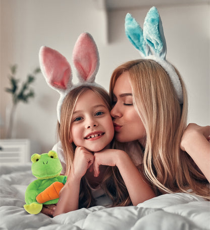 DolliBu Happy Easter Super Soft Plush Frog with Carrot Plush Toy - 6 Inches