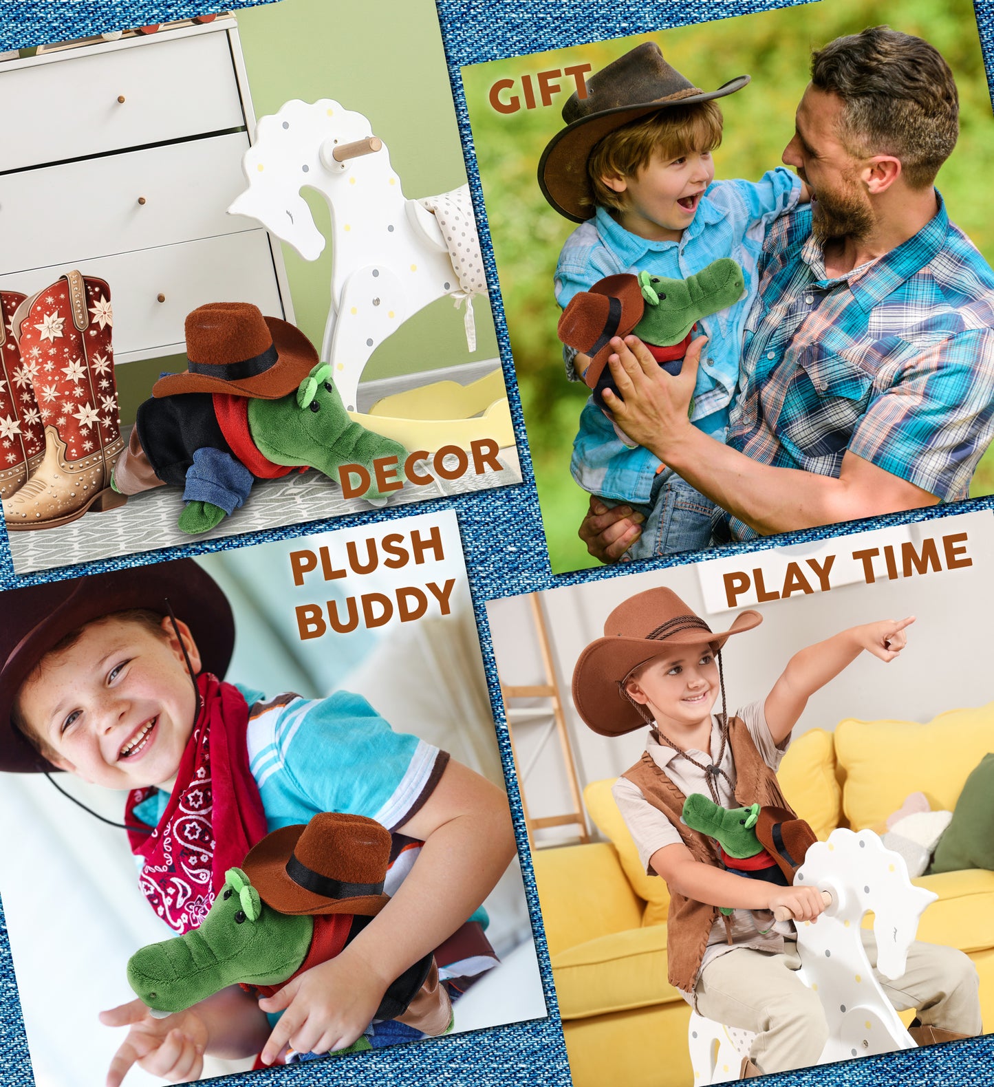 6" PLUSH - ALLIGATOR COWBOY DRESS UP