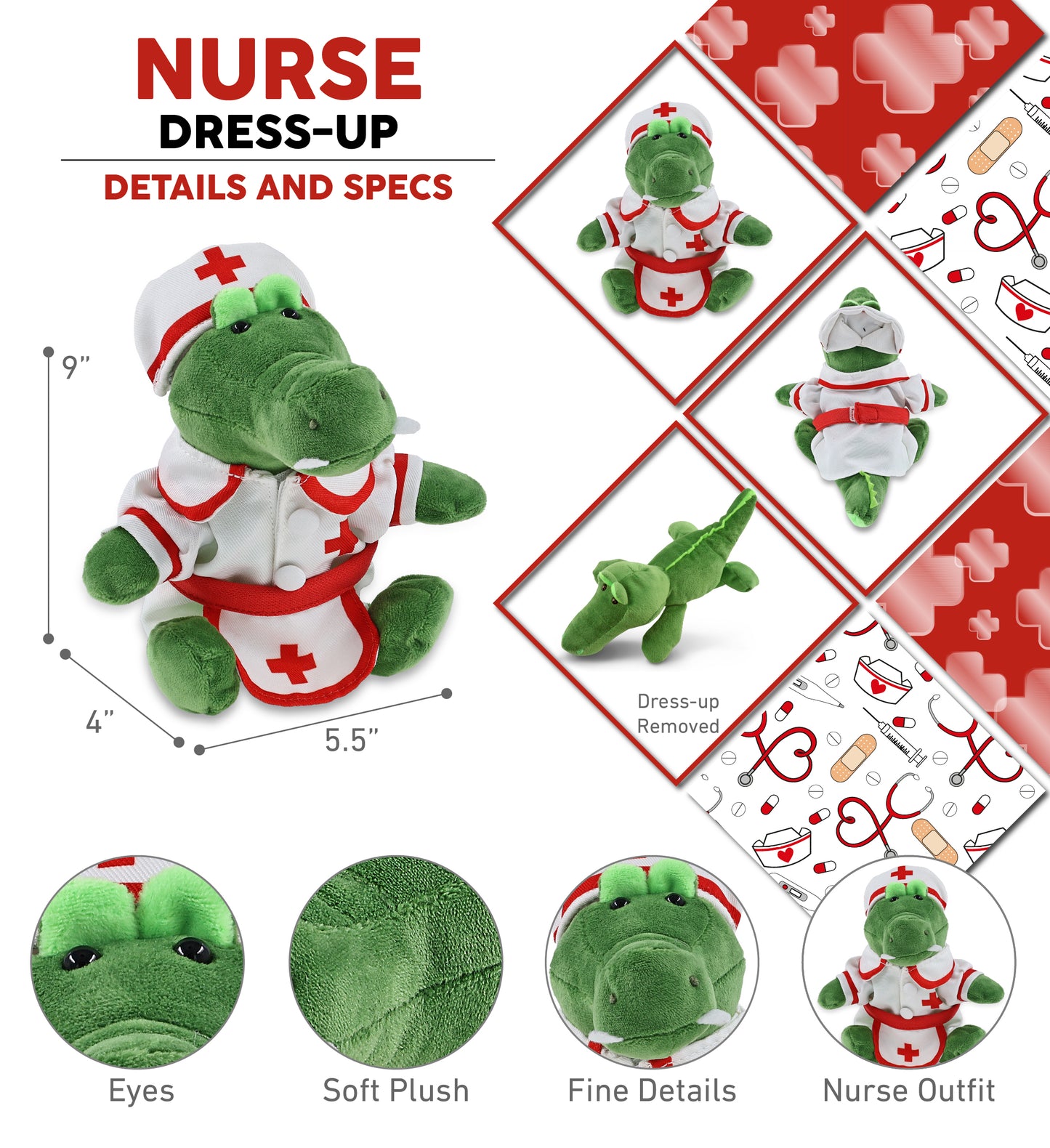 6" PLUSH - ALLIGATOR NURSE