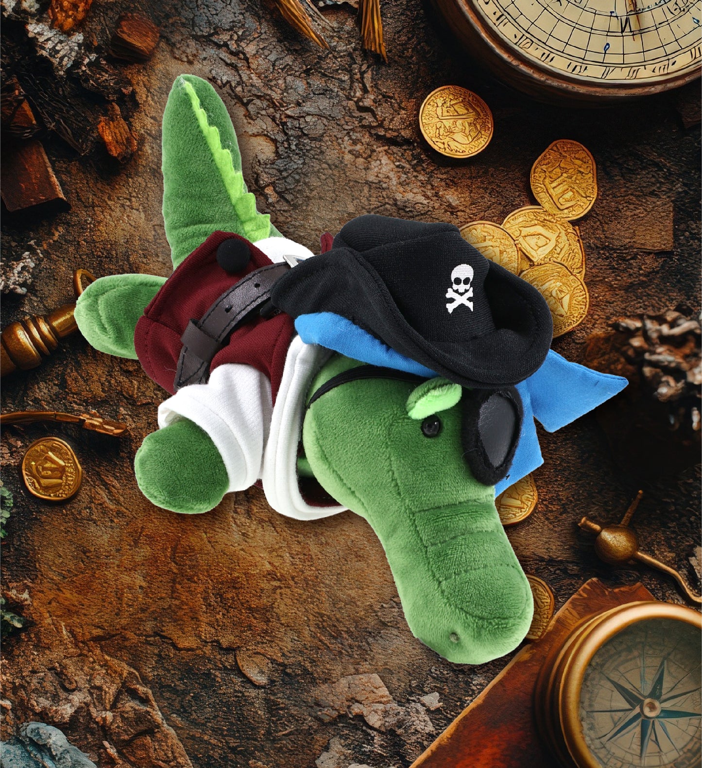 6" PLUSH - ALLIGATOR PIRATE DRESS UP
