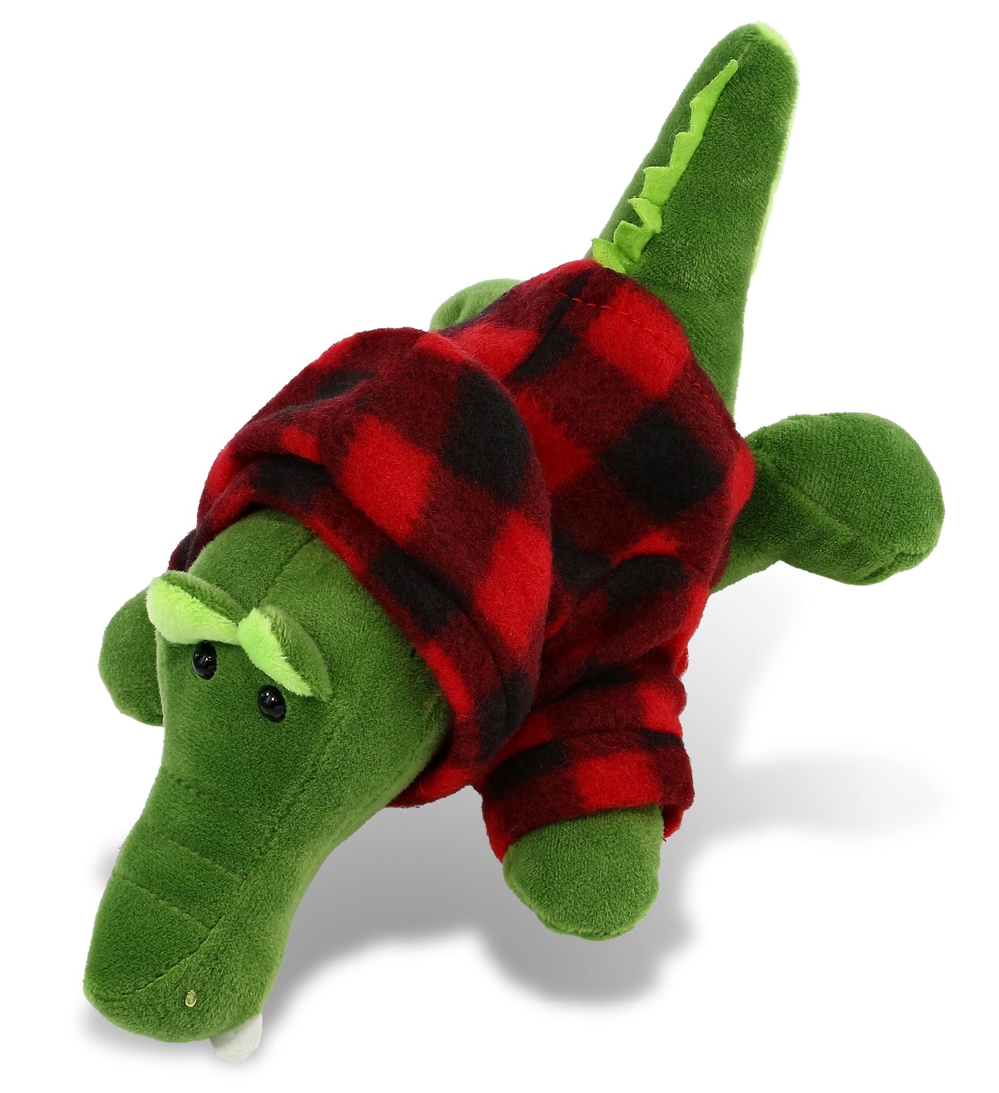 PLUSH RED PLAID HOODIE - 6" PLUSH - ALLIGATOR