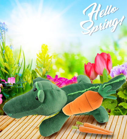 DolliBu Happy Easter Super Soft Plush Alligator with Carrot Plush Toy - 6 Inch