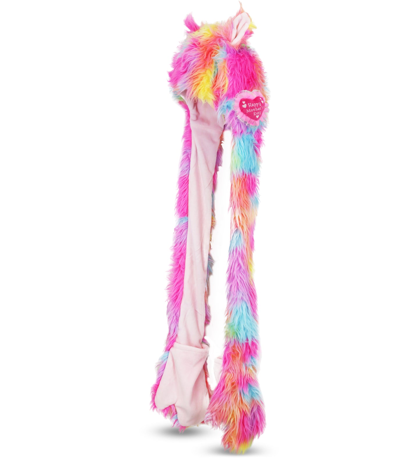 PLUSH MOTHERS DAY HEART - SUPER SOFT PLUSH HAT + SCARF + MITTEN - RAINBOW ANIMAL
