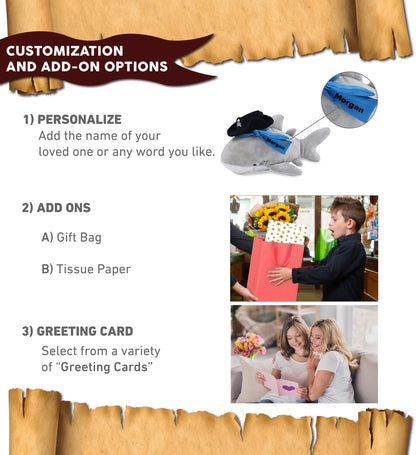 6" PLUSH - SHARK WITH PIRATE DRESS UP