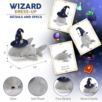 6" PLUSH - SHARK WITH WIZARD DRESS UP