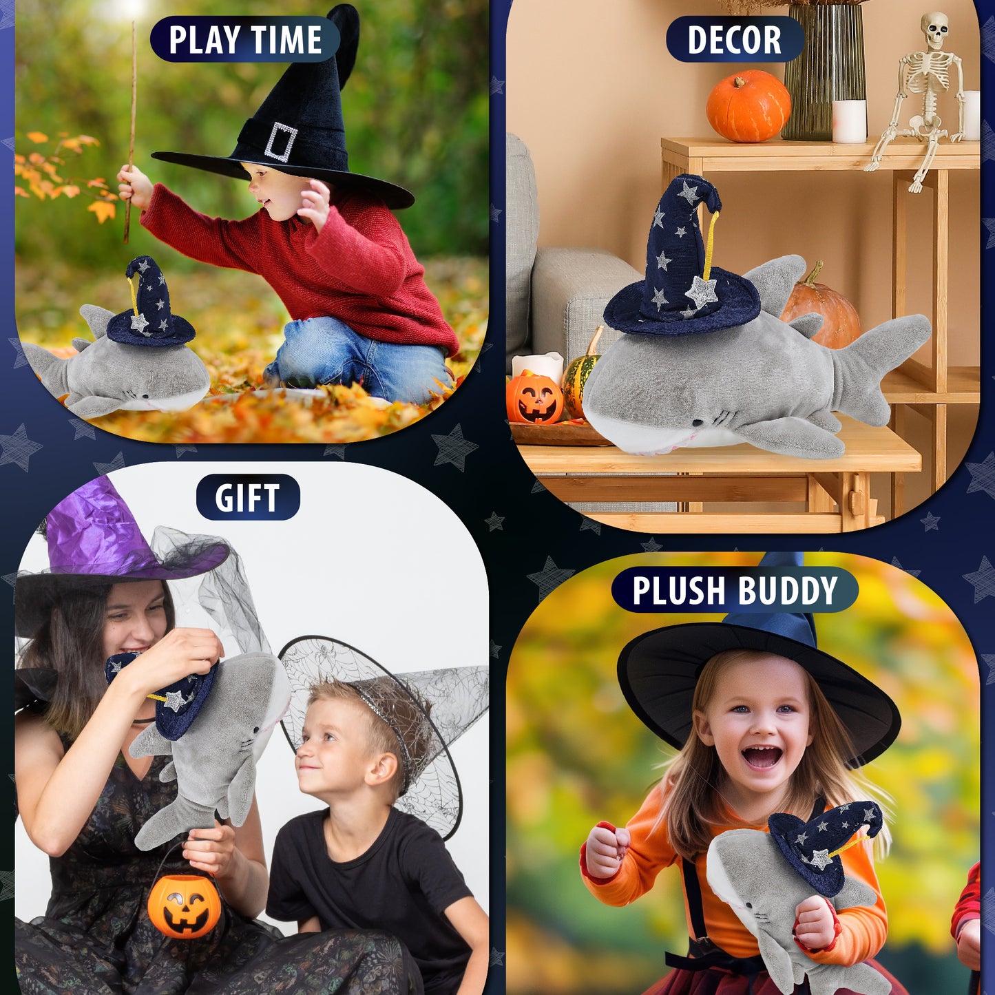 6" PLUSH - SHARK WITH WIZARD DRESS UP