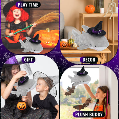 6" PLUSH - SHARK WITH WITCH DRESS UP
