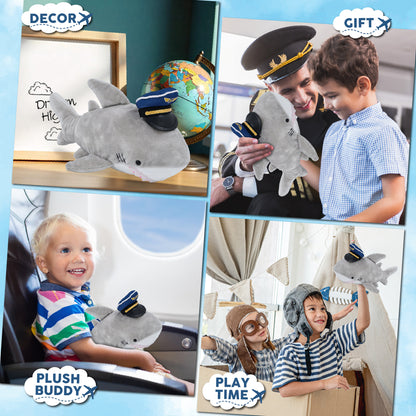 6" PLUSH - SHARK WITH PILOT DRESS UP