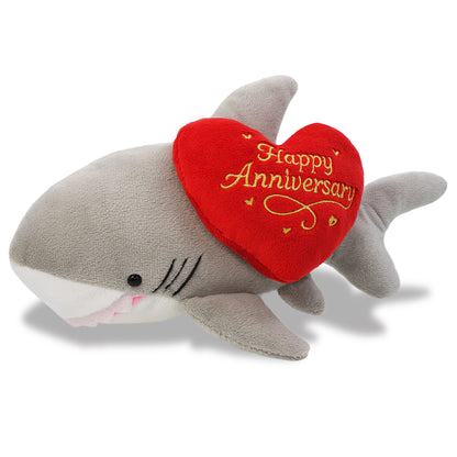 6" PLUSH - SHARK WITH HAPPY ANNIVERSARY HEART