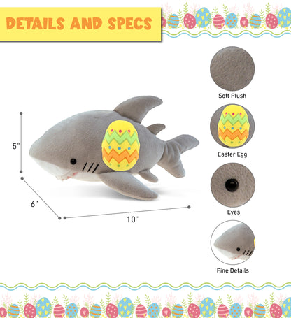 DolliBu Super Soft Cute Shark with Yellow Easter Egg Plush Toy - 6 Inches