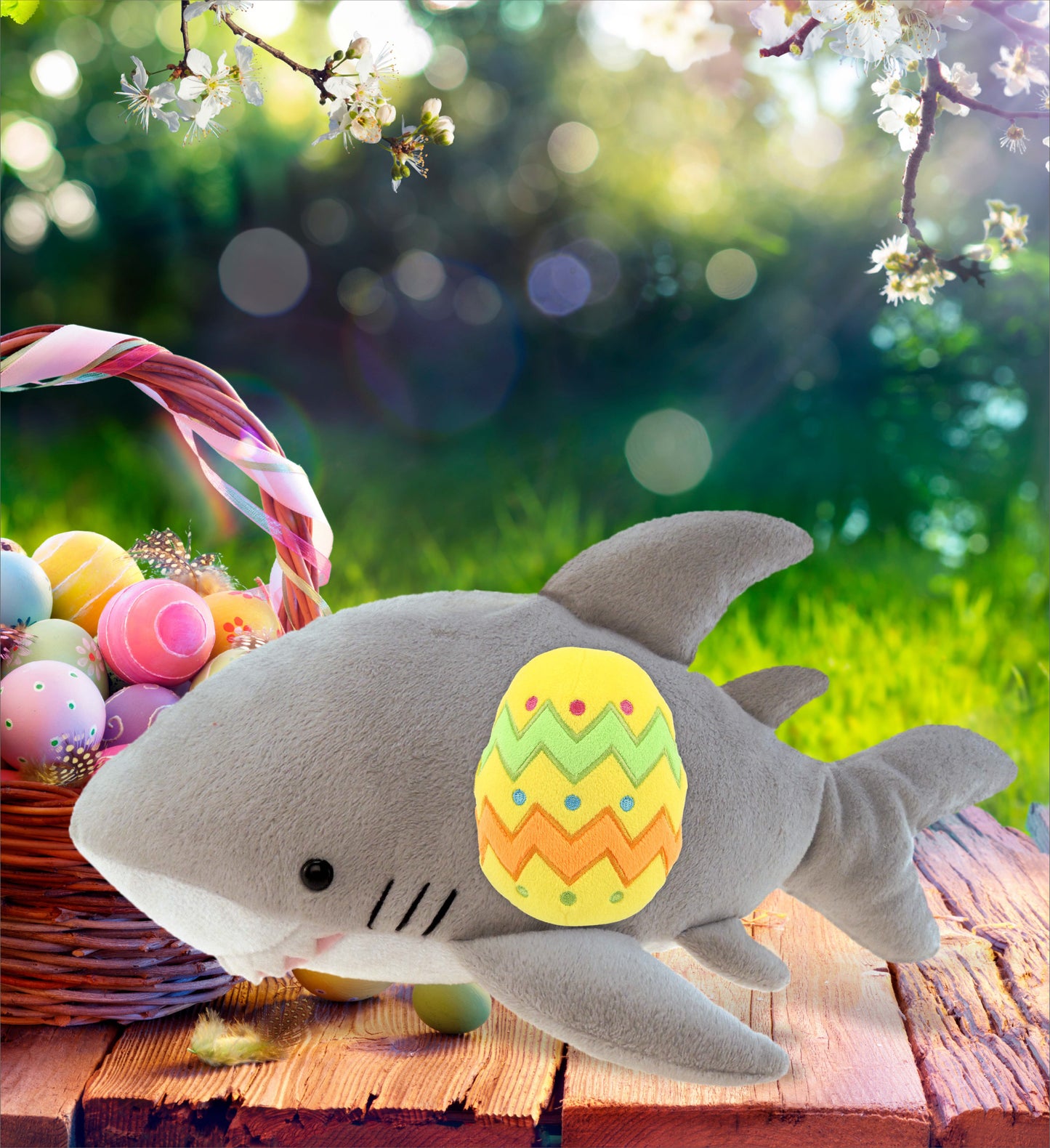 DolliBu Super Soft Cute Shark with Yellow Easter Egg Plush Toy - 6 Inches