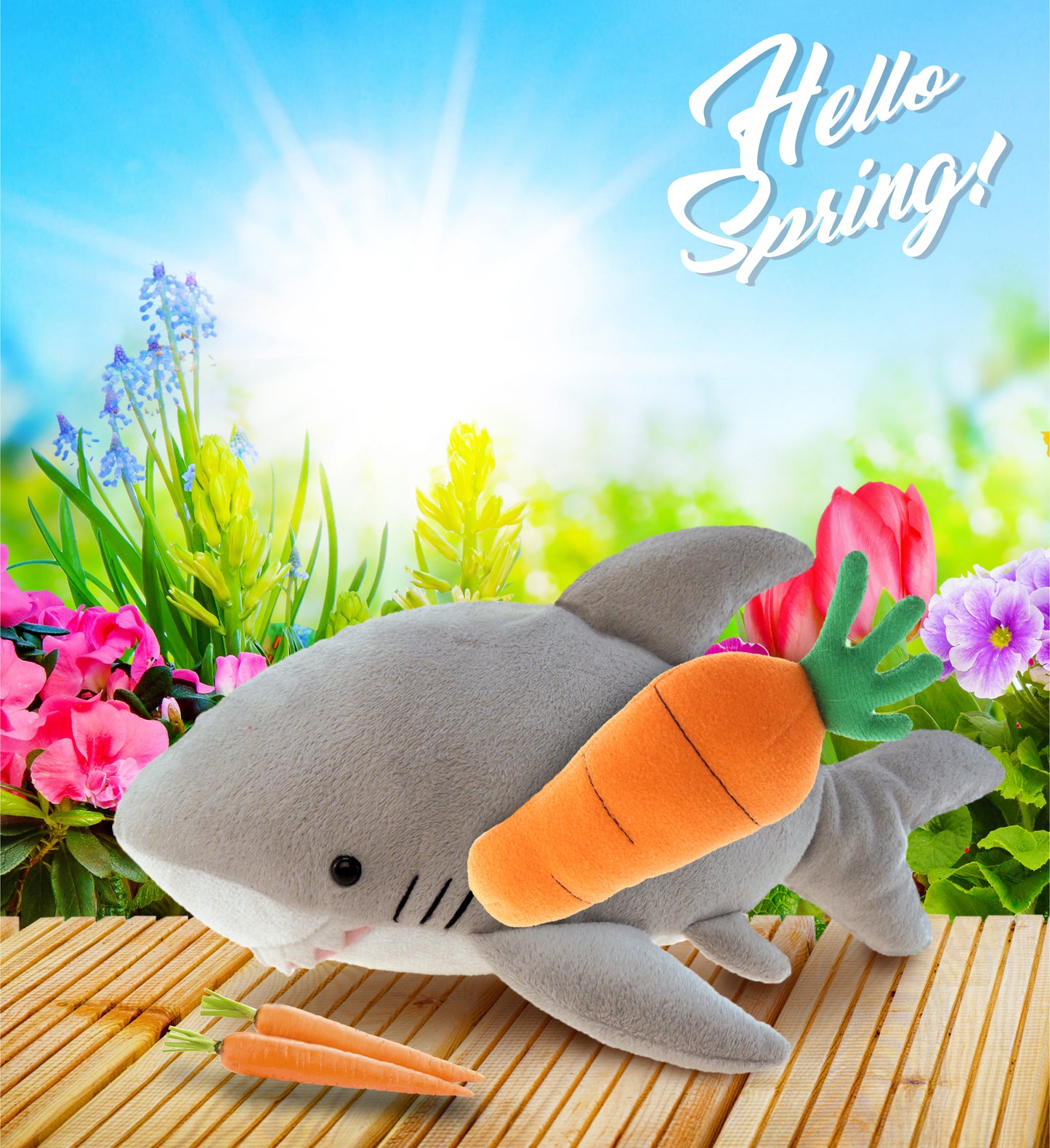 DolliBu Happy Easter Super Soft Plush Shark with Carrot Plush Toy - 6 Inches