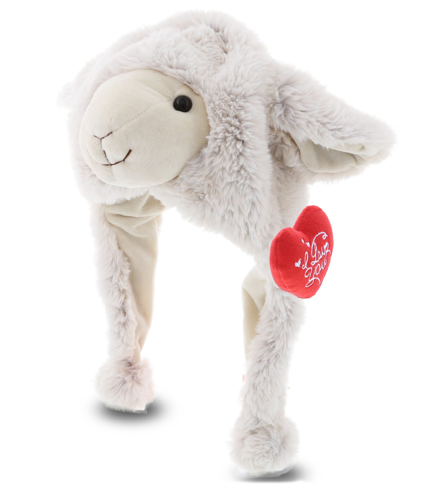 PLUSH I LOVE YOU RED HEART - SUPER SOFT PLUSH HAT - SHEEP