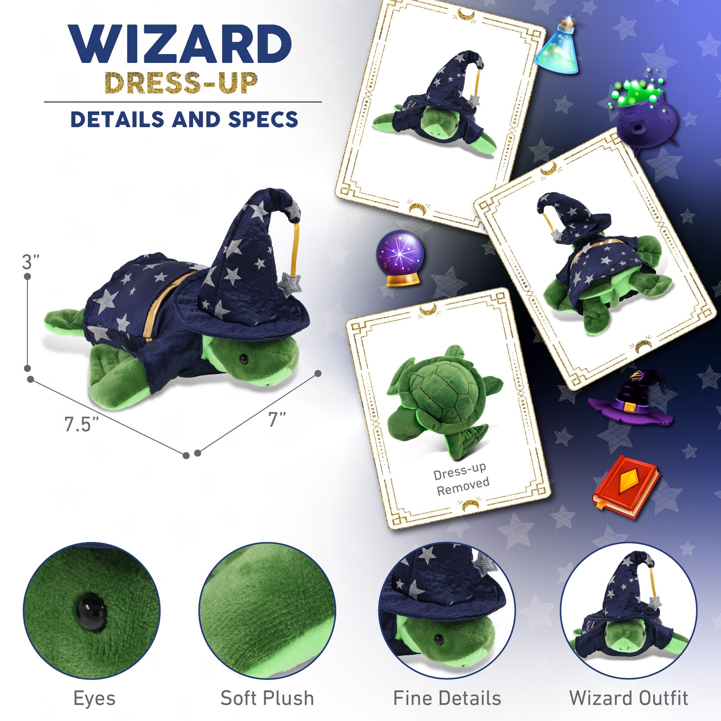 6" PLUSH - SEA TURTLE WIZARD