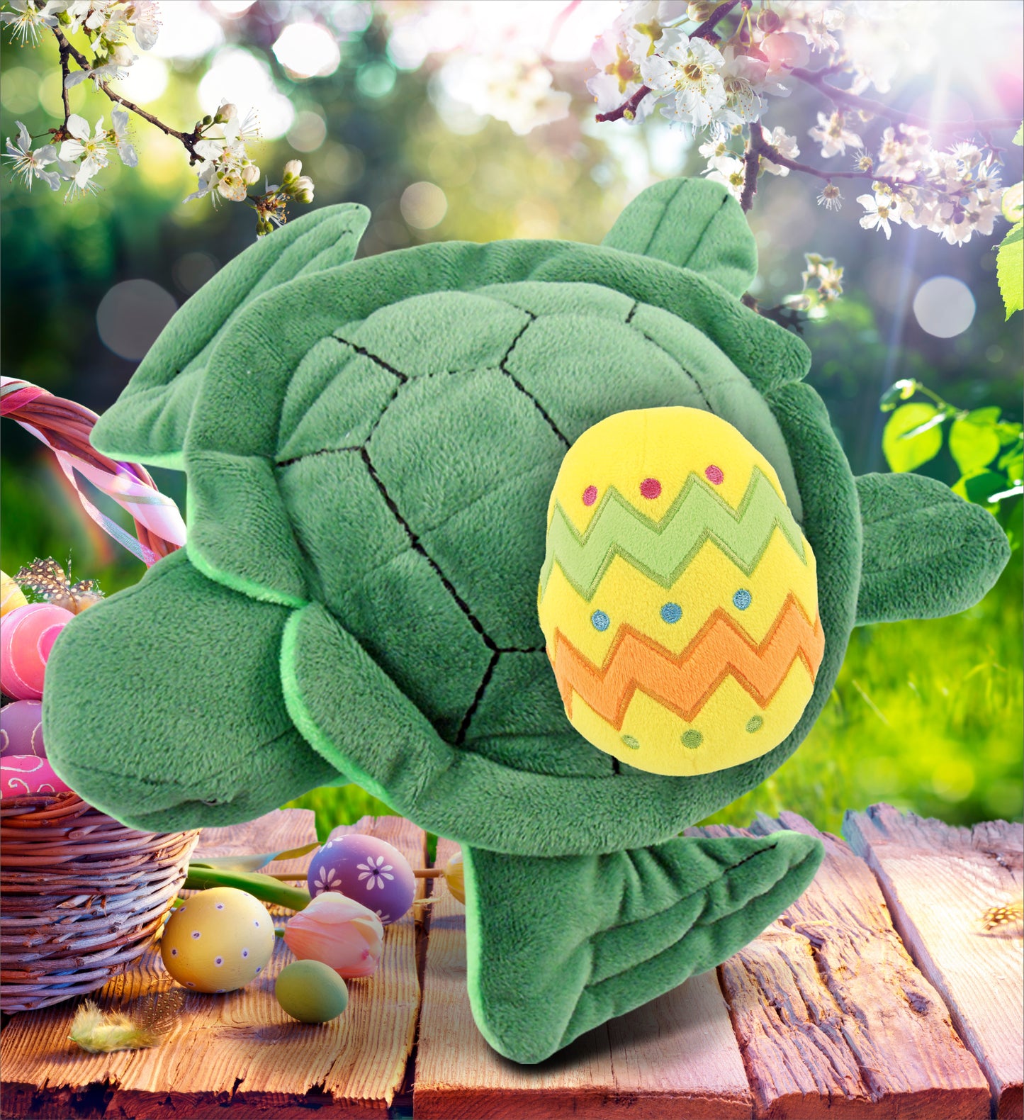 DolliBu Super Soft Sea Turtle with Yellow Easter Egg Plush Toy - 6 Inches