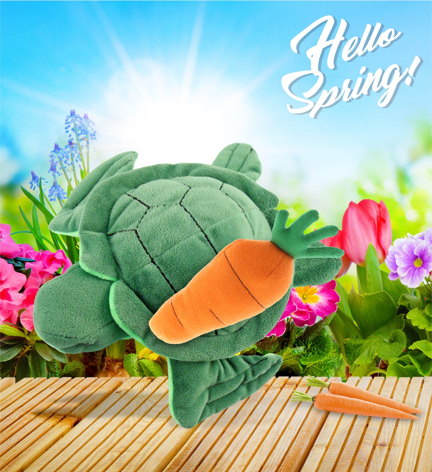 DolliBu Happy Easter Super Soft Plush Sea Turtle with Carrot Plush - 6 Inches