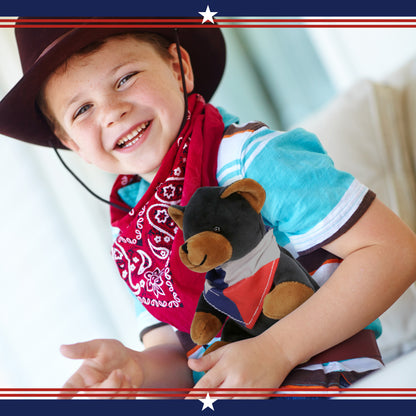 6" PLUSH - BLACK BEAR WITH TEXAS FLAG BANDANA
